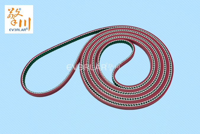 PU同步帶加綠布紅膠耐油耐磨食品行業(yè)自動(dòng)化生產(chǎn)線(xiàn)聚氨酯傳動(dòng)帶